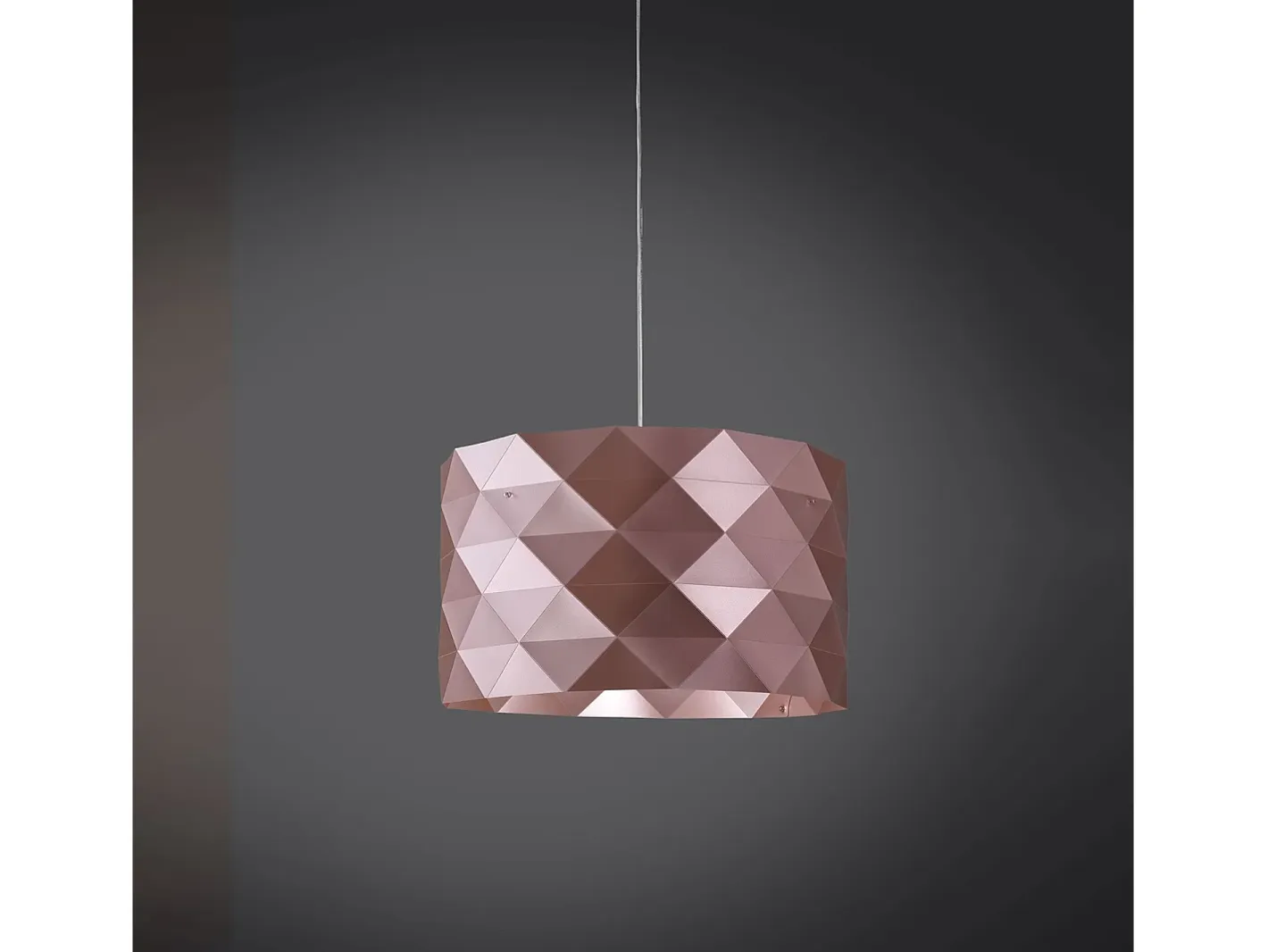 Lámpara Suspendida-Lampadario Moderno Prisma Polilux ® Pink Metal E Metallo Cromo 5 Luci E27 Plateado