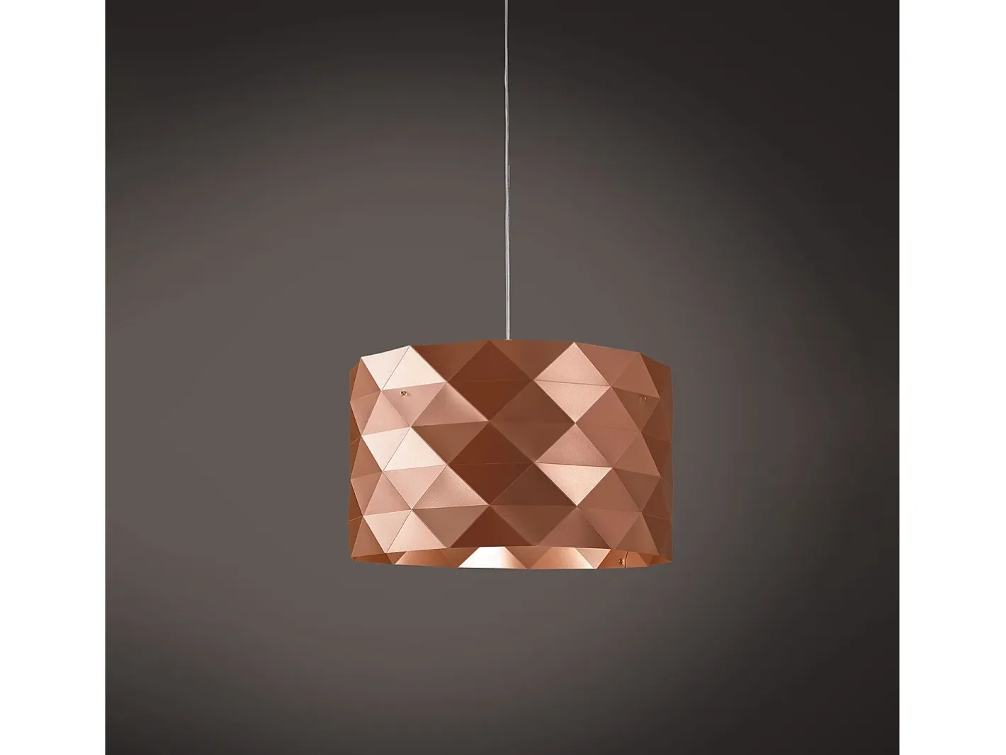Lámpara Suspendida-Lampadario Moderno Prisma Polilux ® Rame E Metallo Cromo 3 Luci E27 Cobrizo