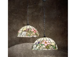 Lampadario Tiffany Vetro Scuro 3 Luci E27 Multicolor New