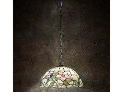 Lampadario Tiffany Vetro Scuro 3 Luci E27 Multicolor New