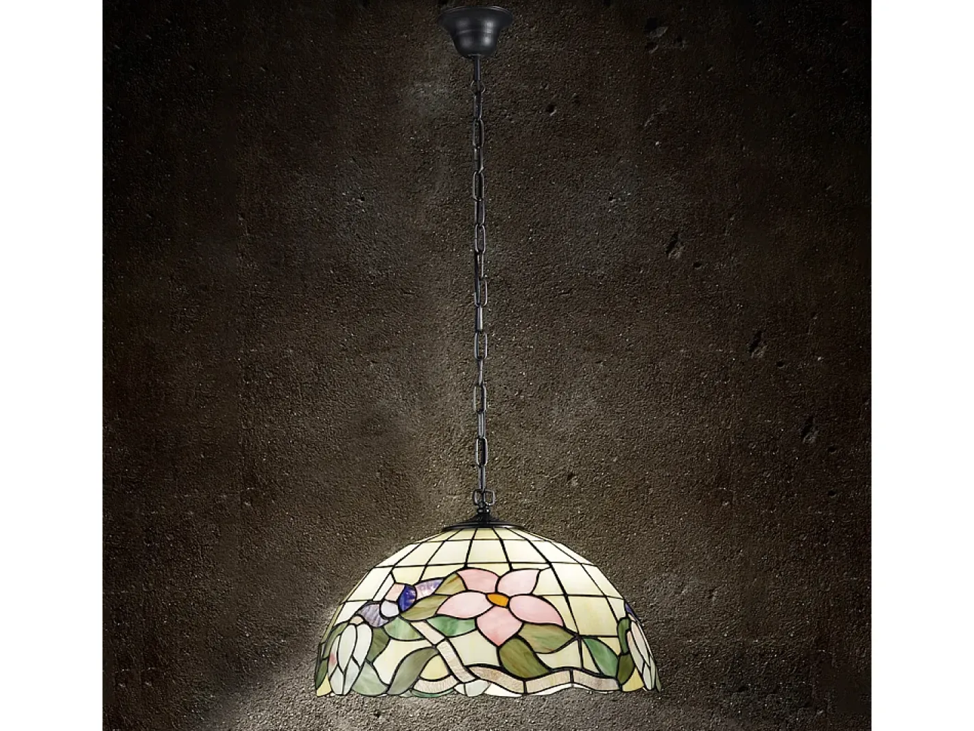 Lampadario Tiffany Vetro Scuro 3 Luci E27 Multicolor New