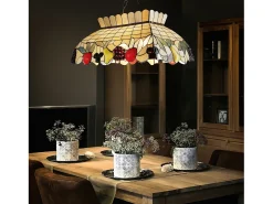 Lampadario Tiffany Vetro 2 Luci E27 Piccolo Multicolor Discount