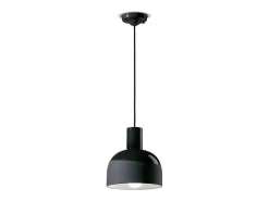 Ferroluce Lámpara Suspendida-Lampadario Vintage Decò Caxixi Ceramica Nero Carbone 1 Luce E27 Negro