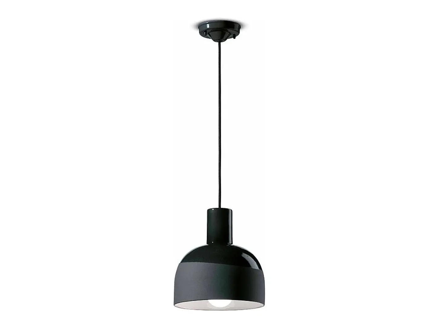 Ferroluce Lámpara Suspendida-Lampadario Vintage Decò Caxixi Ceramica Nero Carbone 1 Luce E27 Negro