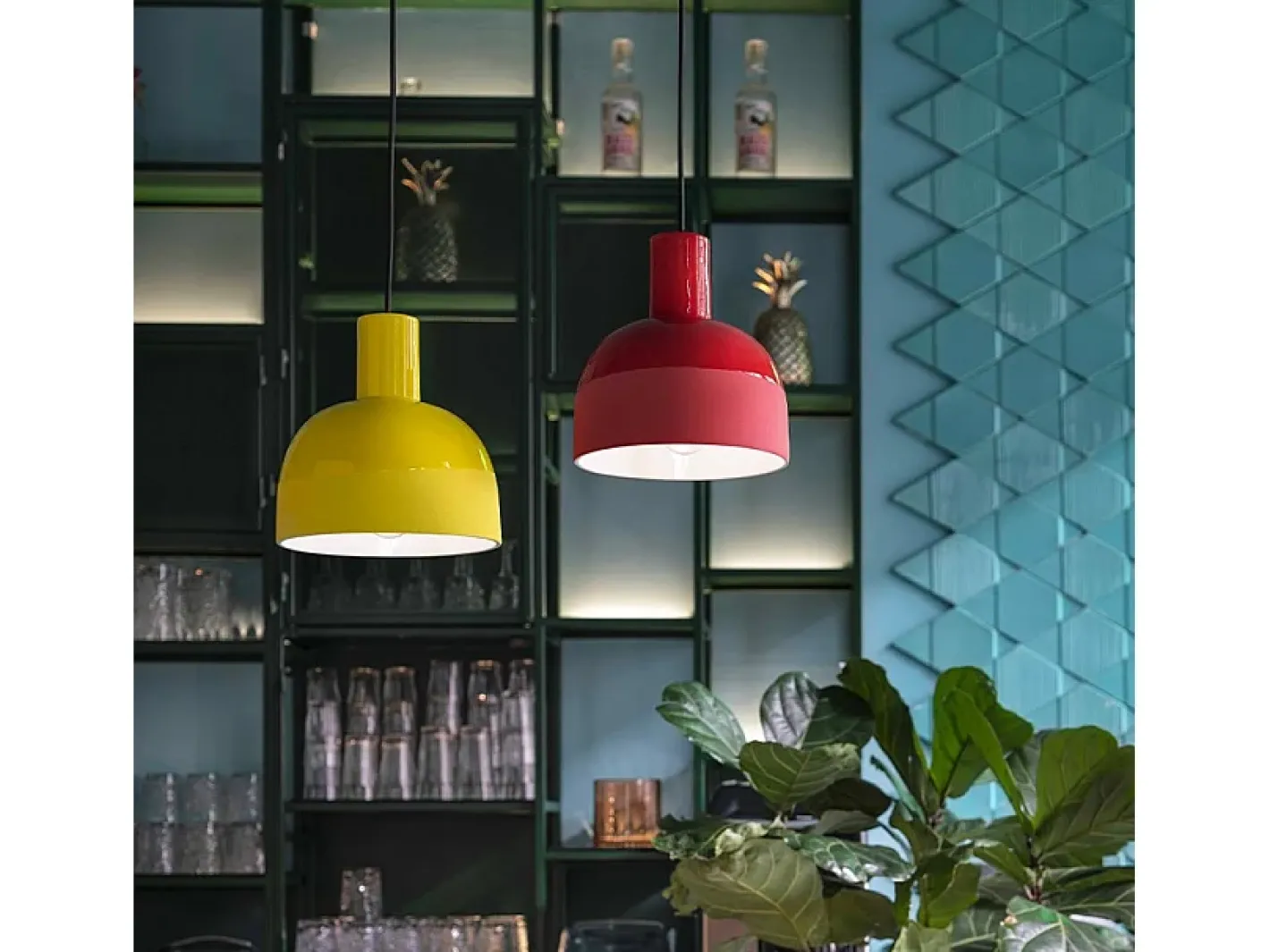 Ferroluce Lampadario Vintage Decò Caxixi Ceramica Rosso Corallo 1 Luce E27 Rojo