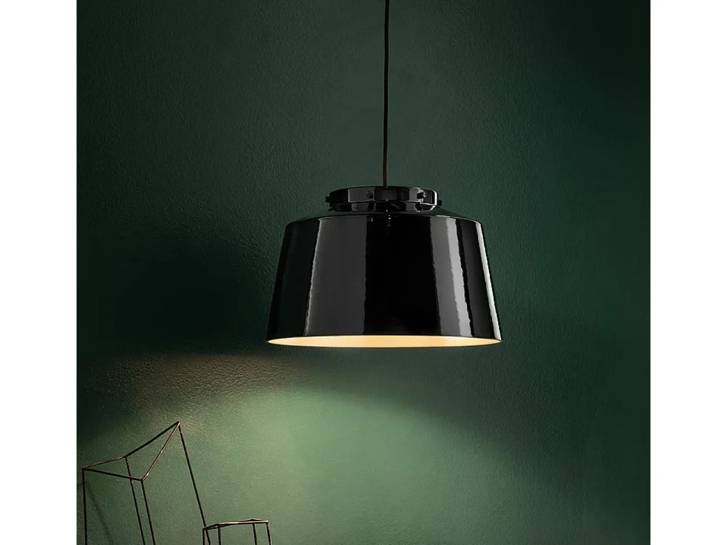 Ferroluce Lampadario Vintage 50'S Ferro E Ceramica Smaltato Nero 1 Luce E27 40Cm Negro Online