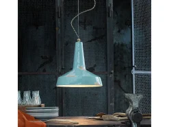 Sale Ferroluce Lampadario Vintage Vague Vintage Ferro E Ceramica Azzurro 1 Luce E27 35Cm Azul celeste