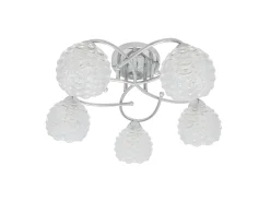 AKUNADECOR Lámpara Suspendida-Lampara Bagan 5 Luces Con Tulipa De Cristal Cromo 23x49x49 Plateado