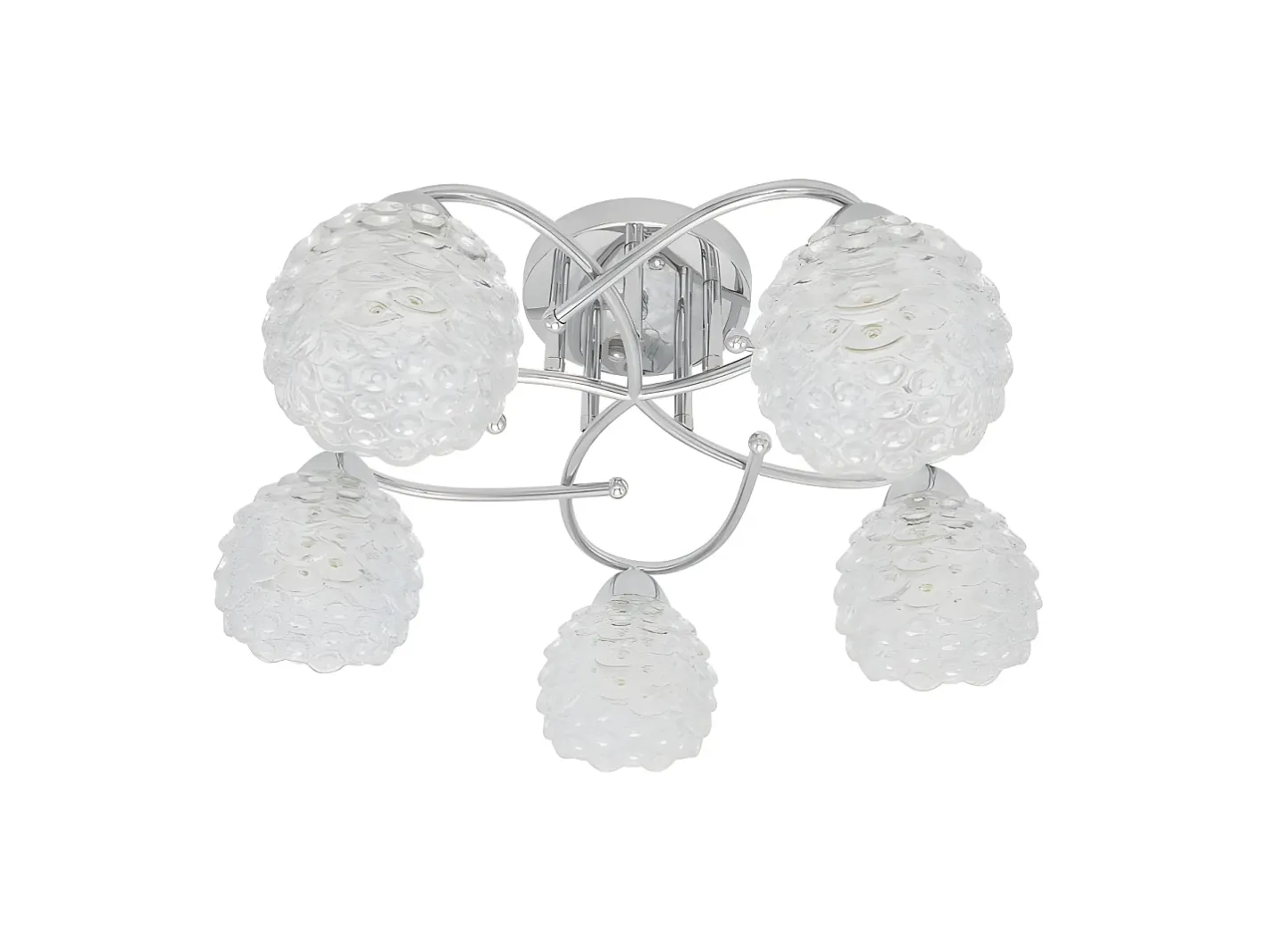 AKUNADECOR Lámpara Suspendida-Lampara Bagan 5 Luces Con Tulipa De Cristal Cromo 23x49x49 Plateado