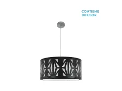AKUNADECOR Lampara Colgante Modelo Katerina Cromo/madera Negra Plateado