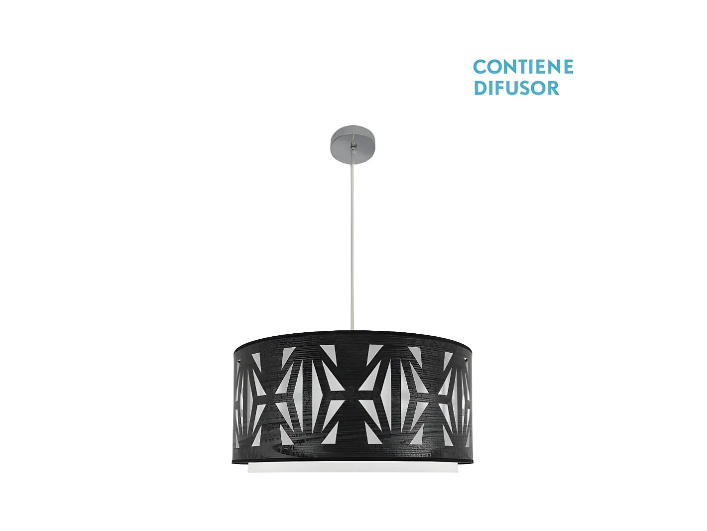 AKUNADECOR Lampara Colgante Modelo Katerina Cromo/madera Negra Plateado