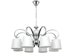 Clearance AKUNADECOR Lampara Concordia 8xe14 Cromo Pantalla Blanca 50-70x78d De Plateado