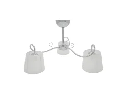 Discount AKUNADECOR Lampara De 3 Luces Con Pantalla Blanca, Modelo Cuzco Cromo Plateado