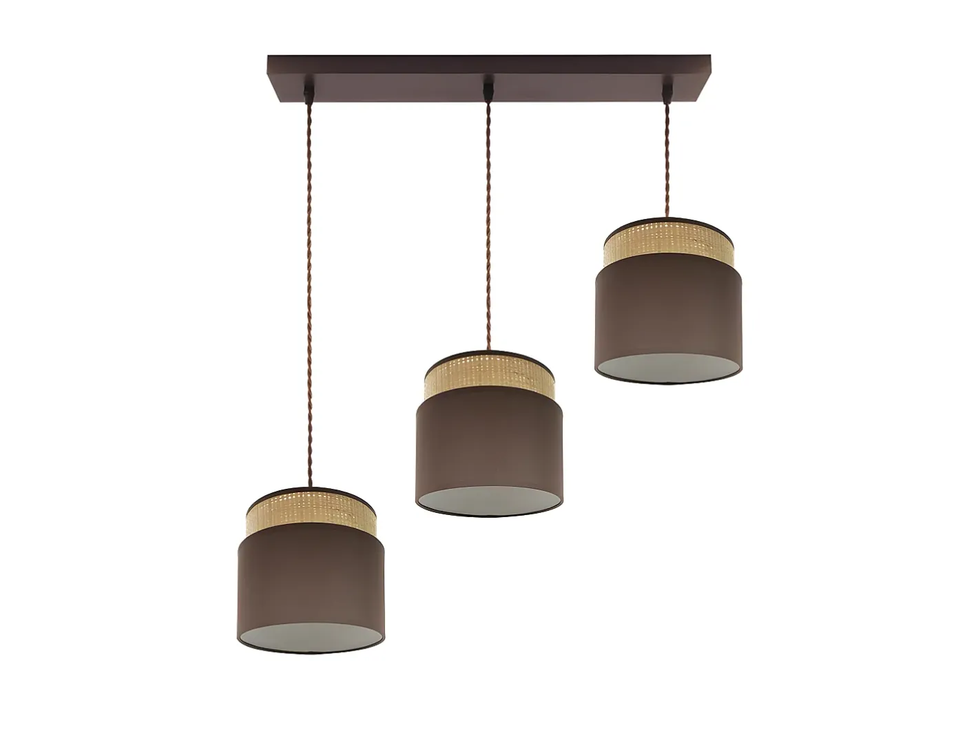 New AKUNADECOR Lampara Lineal Marron/natural Modelo Kandy 3luces Colgantes Regulable Marru00f3n