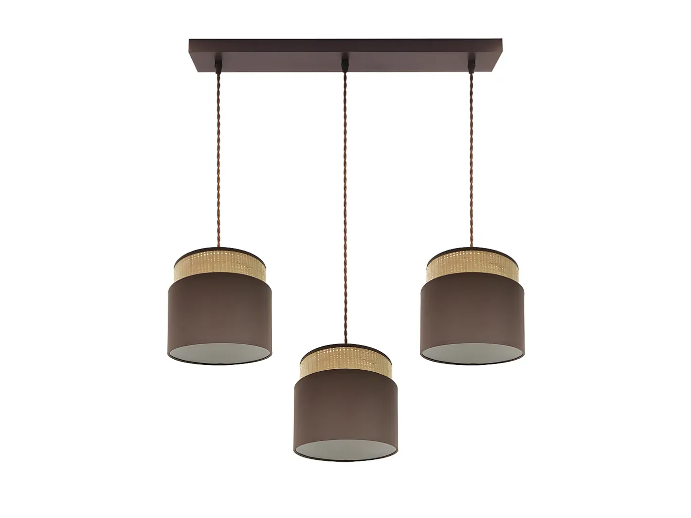 New AKUNADECOR Lampara Lineal Marron/natural Modelo Kandy 3luces Colgantes Regulable Marru00f3n