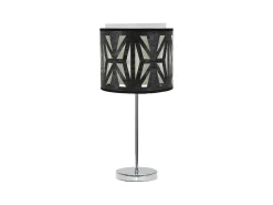 AKUNADECOR Lámpara De Mesa-Lampara Sobremesa Cromo/madera Negra Modelo Katerina Plateado