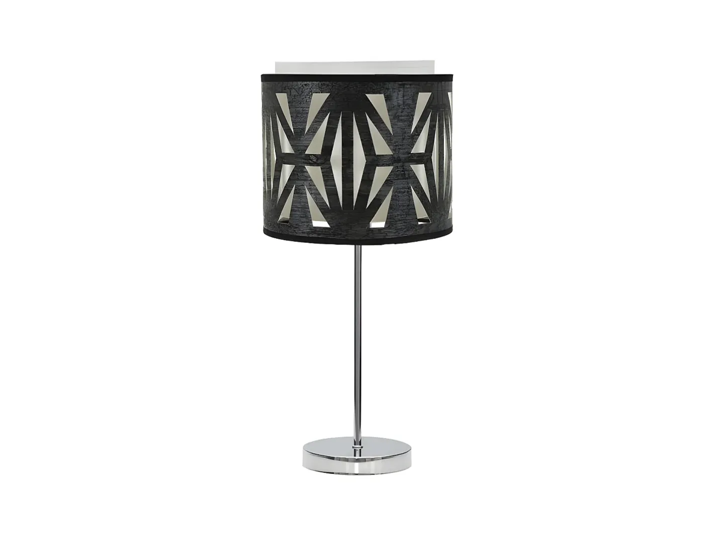 AKUNADECOR Lámpara De Mesa-Lampara Sobremesa Cromo/madera Negra Modelo Katerina Plateado