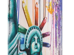MCW Cuadro-Óleo Estatua de la Libertad pintado a mano Multicolor