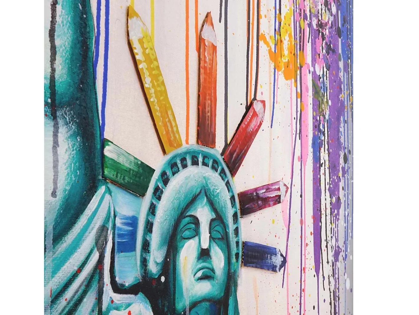 MCW Cuadro-Óleo Estatua de la Libertad pintado a mano Multicolor
