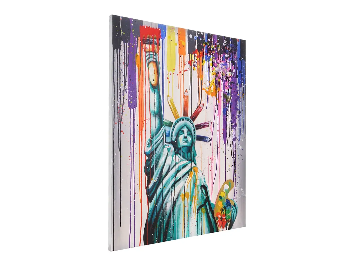 MCW Cuadro-Óleo Estatua de la Libertad pintado a mano Multicolor