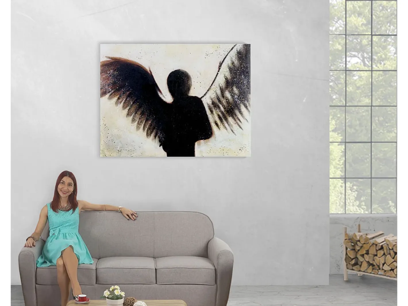 MCW Óleo ángel pintado a mano Multicolor Discount