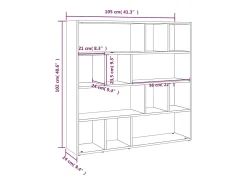Outlet Librería/Separador de ambientes Roble Ahumado 105x24x102 cm Marru00f3n
