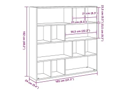 Biombo-Librería/Separador de ambientes madera vieja 105x24x102 cm Marru00f3n