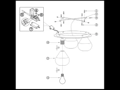 Clearance Lila - Lámpara de techo redonda d.40cm Fabas Luce - Aplique de pared con 3 bombillas LED E27 MAX 40W - Transparente