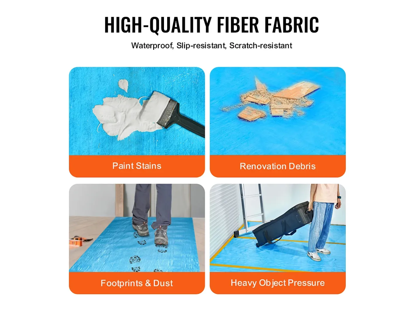 Lámina Protectora para Alfombras SucceBuy, 101 x 2560 cm, Easy Cut Floor Shield, Compatible con Toda una Gama de Materiales para Alfombras Azul