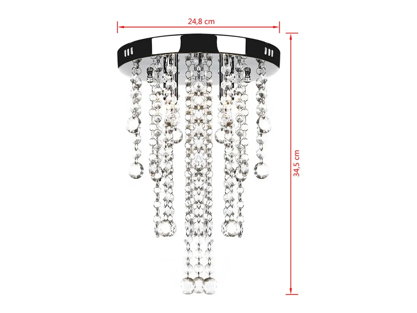 Plafón-Lámpara blanca colgante de metal con adornos de cristal ES716695 Blanco