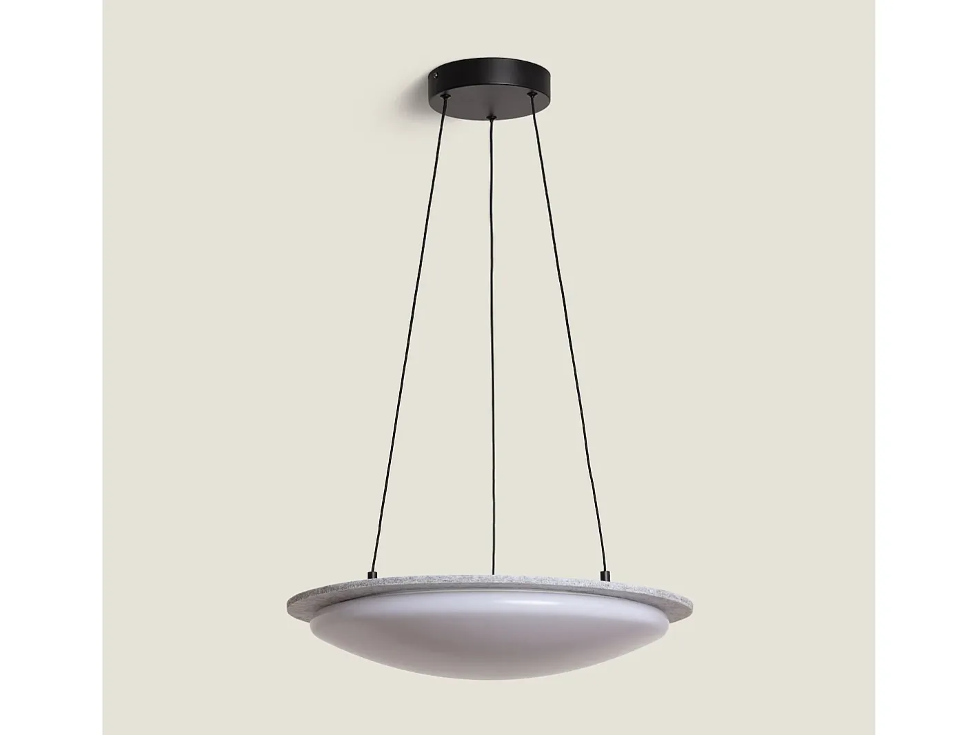 Ledkia Lámpara Suspendida-Lámpara Colgante acústica LED 24W Fieltro CCT Seleccionable Lezhan Gris