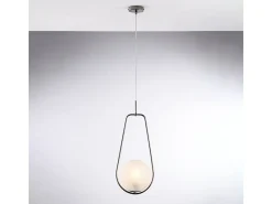 Lámpara colgante Afrodita en hierro cromado negro 1 luz con esfera dm.20 159 Ø24 BL286-S1-NR Plateado