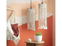 Ledkia Lámpara Suspendida-Lámpara Colgante Algodón Macramé Nanti Blanco Roto Multicolor