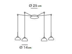 Outlet Lámpara colgante Arabella LED de metal y cristal soplado ahumado 3547-49-126 Fabas Luce Gris