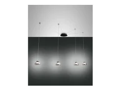 Outlet Lámpara colgante Arabella LED de metal y cristal soplado ahumado 3547-49-126 Fabas Luce Gris