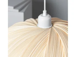 New Ledkia Lámpara Colgante Bambú Korowai Textil Blanco Multicolor