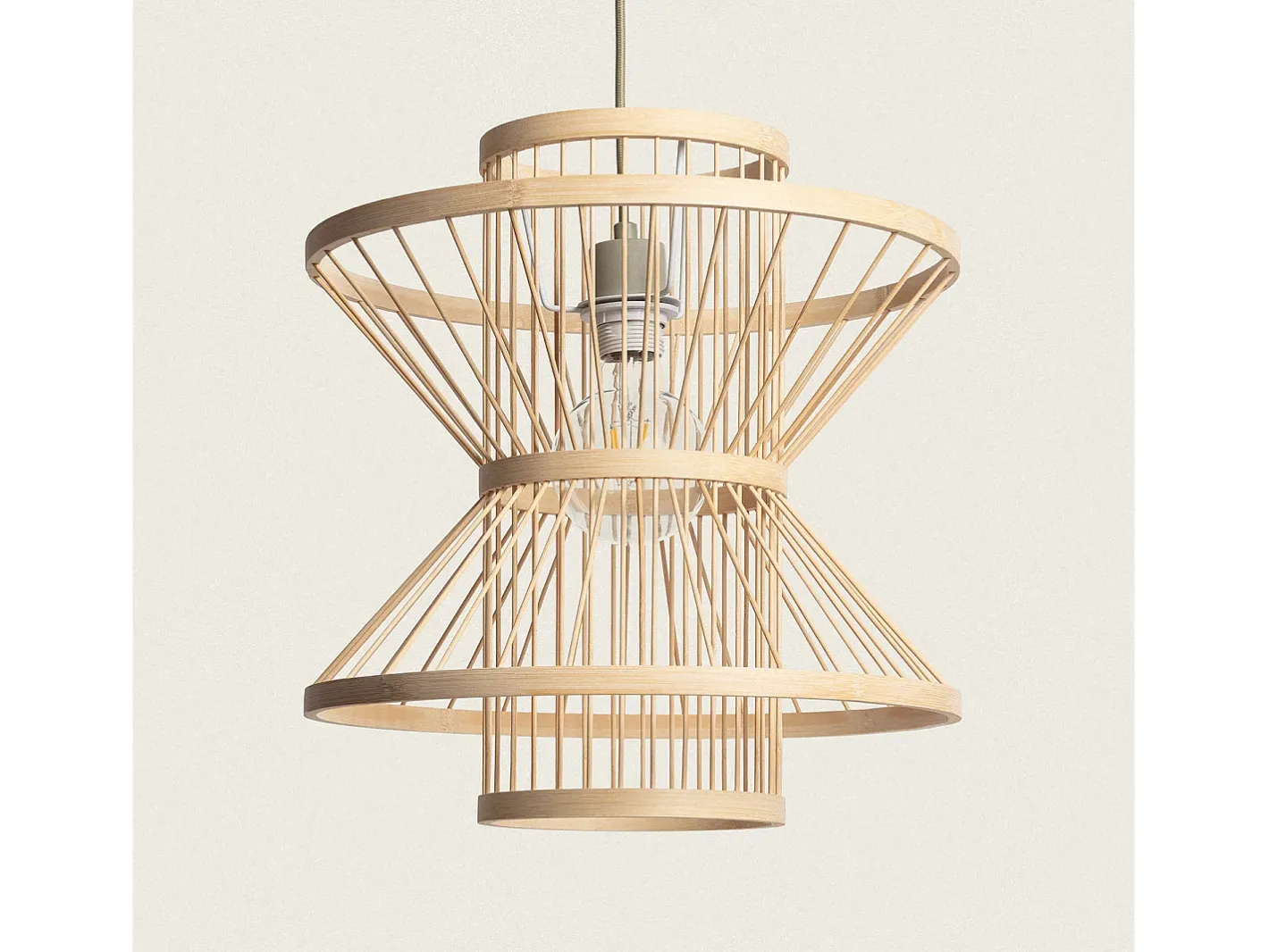 Ledkia Lámpara Suspendida-Lámpara Colgante Bambú Namibia Natural Multicolor