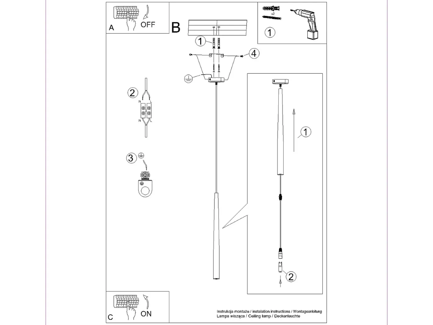 Sollux Lighting Lámpara Suspendida-Lámpara Colgante Bliss Moderno De Acero - 1 Fuentes Luminosas - L.8 X A.118 Cm - Negro
