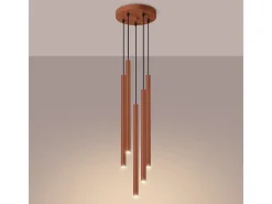 Outlet Sollux Lighting Lámpara colgante Brill moderno de acero - 5 fuentes luminosas 4000K - L.25 x A.104 cm - ocre Rojo