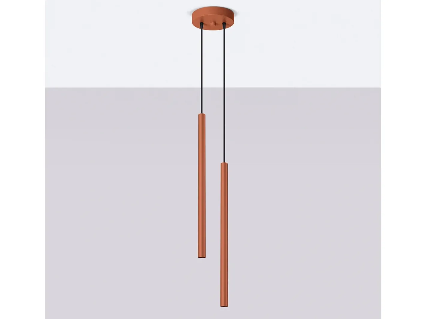 Sollux Lighting Lámpara Suspendida-Lámpara colgante Brill moderno de acero - 2 fuentes luminosas 3000K - L.15 x A.104 cm - ocre Rojo