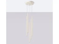 Sollux Lighting Lámpara Suspendida-Lámpara colgante Brill moderno de acero - 5 fuentes luminosas 3000K - L.25 x A.104 cm - Beige