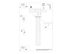 Sollux Lighting Lámpara colgante Brill moderno de acero - 5 fuentes luminosas 3000K - L.25 x A.104 cm - ocre Rojo New