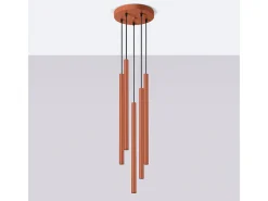 Sollux Lighting Lámpara colgante Brill moderno de acero - 5 fuentes luminosas 3000K - L.25 x A.104 cm - ocre Rojo New