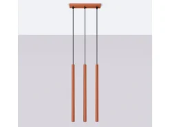 Sollux Lighting Lámpara colgante Brill moderno de acero - 3 fuentes luminosas 3000K - L.30 x A.94 cm - ocre Rojo New