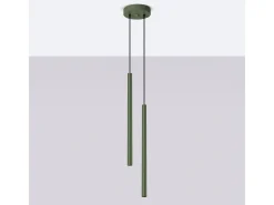 Sollux Lighting Lámpara colgante Brill moderno de acero - 2 fuentes luminosas 3000K - L.15 x A.104 cm - oliva Verde New