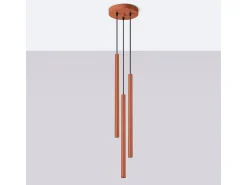 Sale Sollux Lighting Lámpara colgante Brill moderno de acero - 3 fuentes luminosas 3000K - L.19,5 x A.104 cm - ocre Rojo