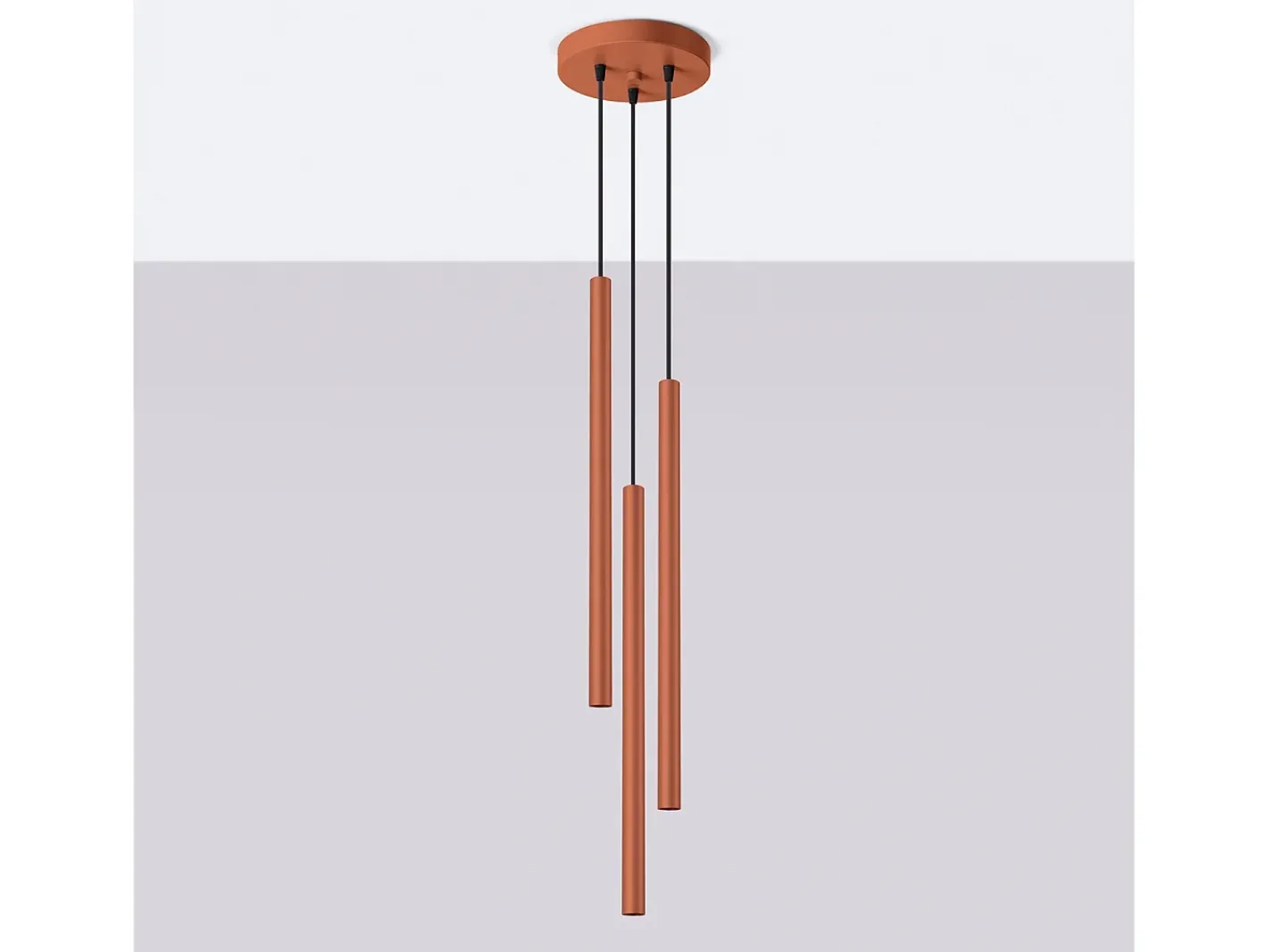 Sale Sollux Lighting Lámpara colgante Brill moderno de acero - 3 fuentes luminosas 3000K - L.19,5 x A.104 cm - ocre Rojo