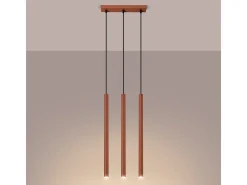 Sollux Lighting Lámpara Suspendida-Lámpara colgante Brill moderno de acero - 3 fuentes luminosas 4000K - L.30 x A.94 cm - ocre Rojo
