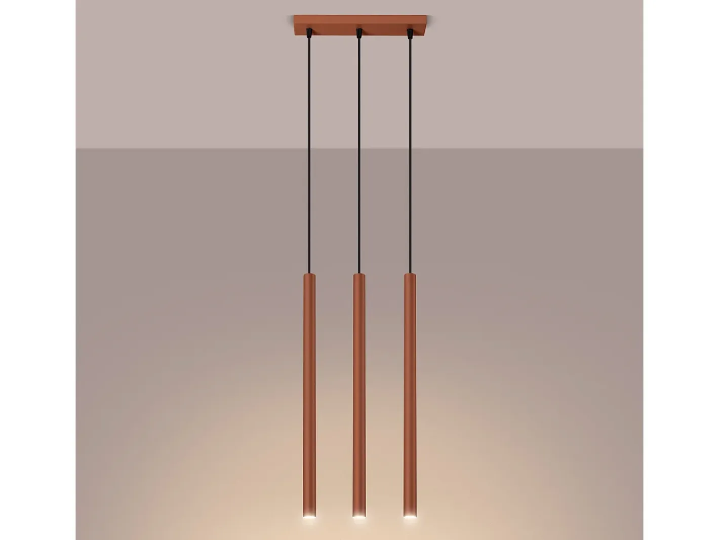 Sollux Lighting Lámpara Suspendida-Lámpara colgante Brill moderno de acero - 3 fuentes luminosas 4000K - L.30 x A.94 cm - ocre Rojo