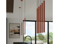 Sollux Lighting Lámpara Suspendida-Lámpara colgante Brill moderno de acero - 1 fuentes luminosas 3000K - L.8 x A.114 cm - ocre Rojo